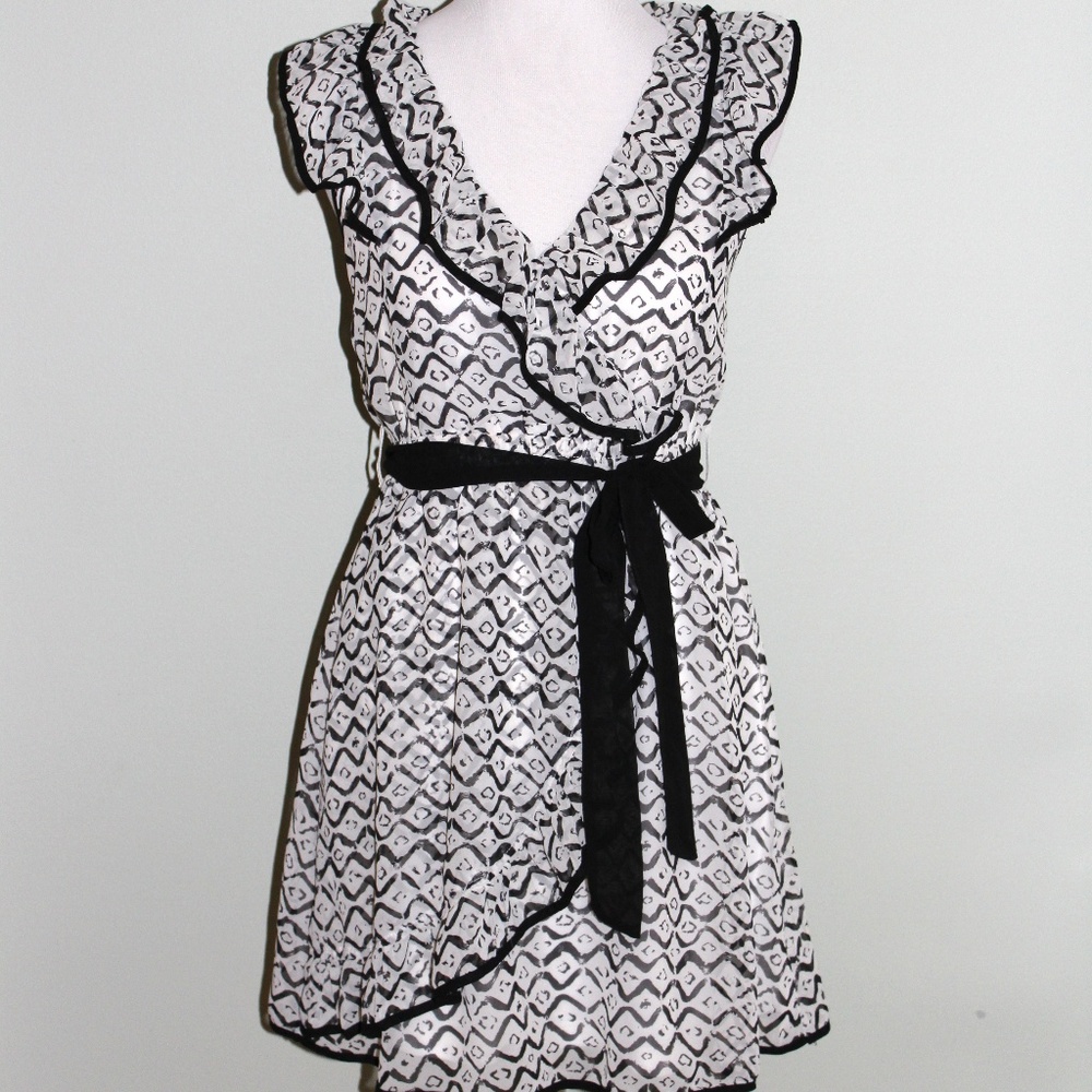 Ya Los Angeles Dress Women's Size L Black White